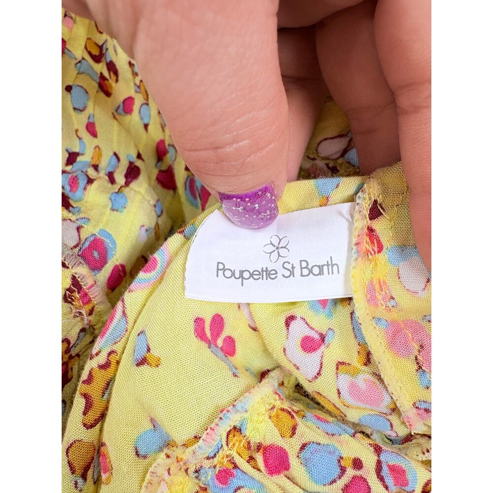Poupette St Barth Yellow Floral Ruffle Mini Dress Racerback Resort Boho Coastal - Picture 11 of 15